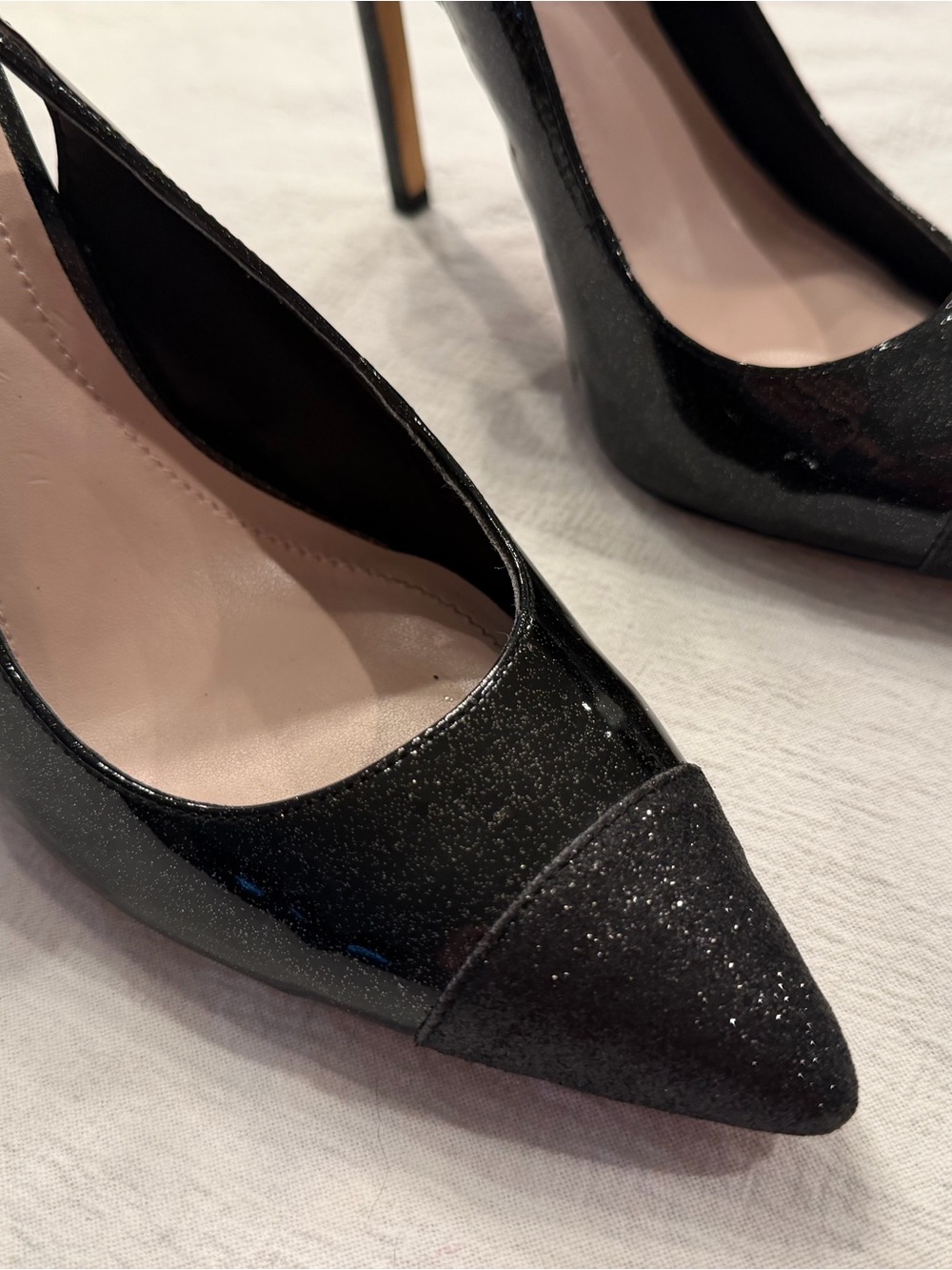 Vince Camuto Black Pointed Toe Slingback Pumps - Picture 3 of 10